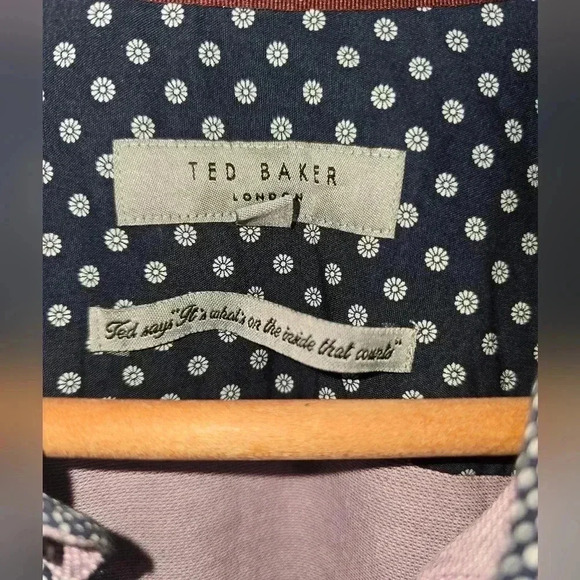 Ted Baker London Shirt Mens Small Purple Broader Slim Fit Pique Flip Cuff - Picture 3 of 12